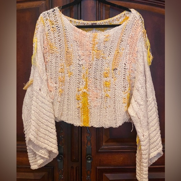 Like NEW! Free People Open-Weave “Drive Through” Sweater Size XS/S $148 - Picture 2 of 5